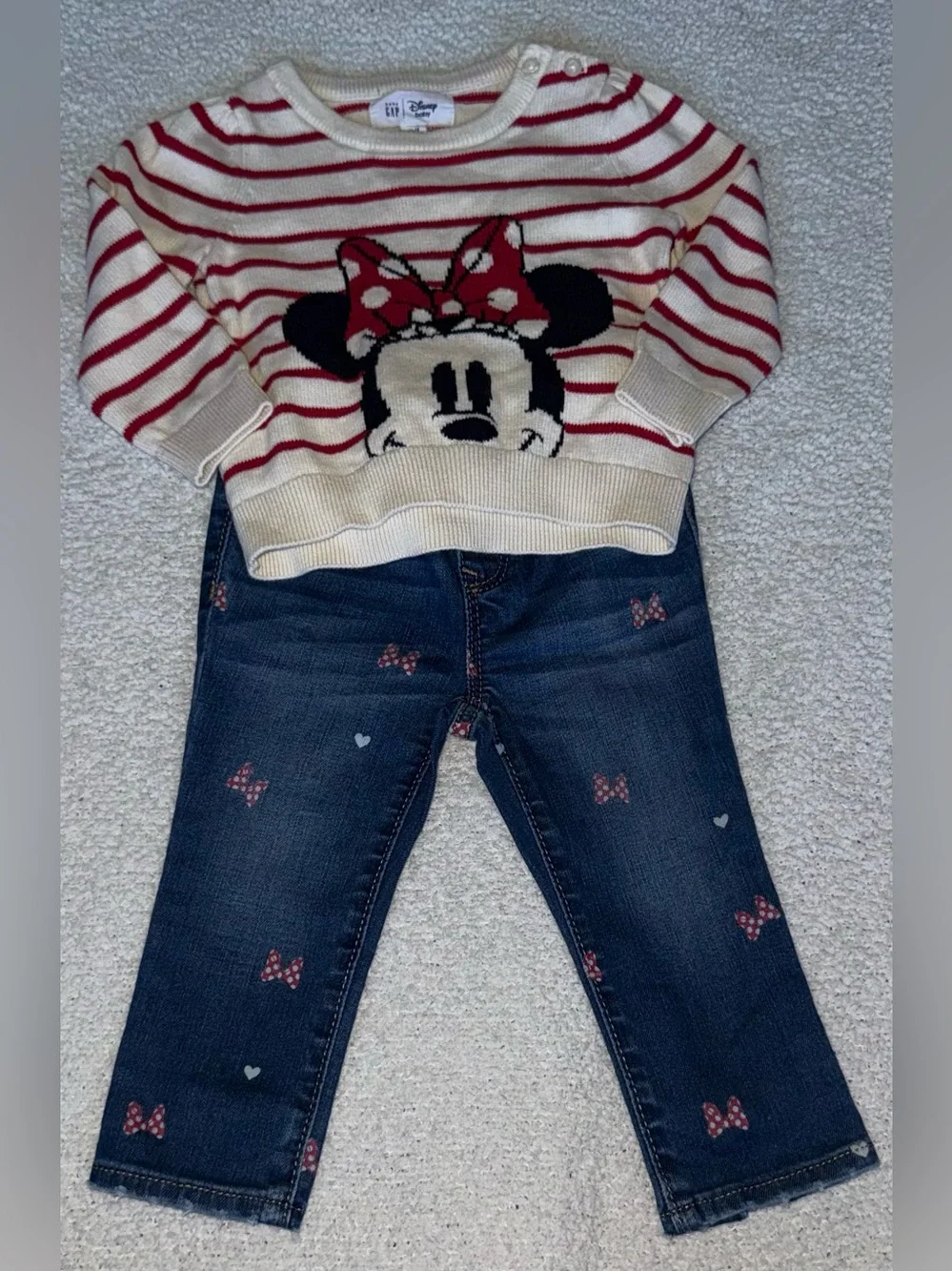 Baby Gap Disney Minnie Mouse Sweater & Jeggings Outfit Set 12-24M